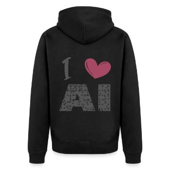 I love ai - Unisex Premium Organic Zip Hoodie - black - Back - Nico (187cm)
