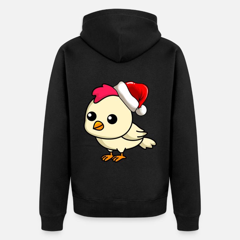 Poulet Comic Noël - Veste à capuche bio Premium Unisexe - noir