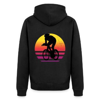 Rennrad Damen Rennradfahrer Rennradfahren - Unisex Premium Bio Zip Hoodie - Schwarz - Hinten - Nico (187cm)
