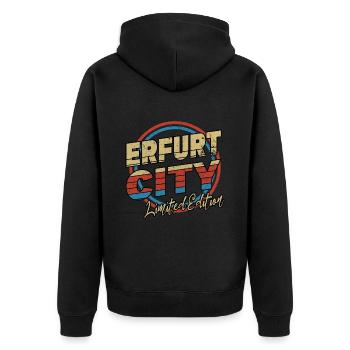 Erfurt Germany City Font 80s Style - Unisex Premium Organic Zip Hoodie - black - Back - Nico (187cm)
