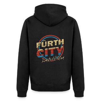 Fürth Germany City Font 80s style - Unisex Premium Organic Zip Hoodie - black - Back - Nico (187cm)