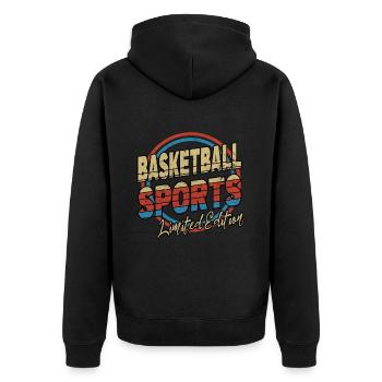 Basketball Sports Font 80s Style Player - Unisex Premium Organic Zip Hoodie - black - Back - Nico (187cm)