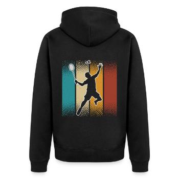 Badminton - Unisex Premium Bio Zip Hoodie - Schwarz - Hinten - Nico (187cm)