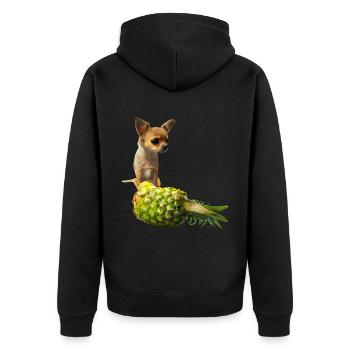 Chihuahua mit Ananas - Unisex Premium Bio Zip Hoodie - Schwarz - Hinten - Nico (187cm)