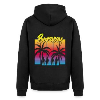 Familien Sonnenuntergang in Boracay - Unisex Premium Bio Zip Hoodie - Schwarz - Hinten - Nico (187cm)