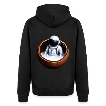 Astronaut in einer Kokosnuss - Unisex Premium Bio Zip Hoodie - Schwarz - Hinten - Nico (187cm)