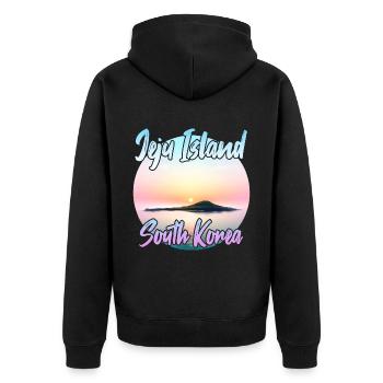 Jeju Island at sunset - Unisex Premium Organic Zip Hoodie - black - Back - Nico (187cm)