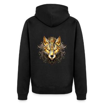 Wolf Wolf Head Gold Mystical Nature Wilderness Art - Veste à capuche bio Premium Unisexe - noir - Dos - Nico (187cm)