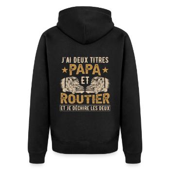 Papa Routier Camion Chauffeur De Routier - Veste à capuche bio Premium Unisexe - noir - Dos - Nico (187cm)