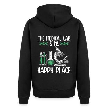 Medizinische Laboranten | Labor Chemie Geschenke - Unisex Premium Bio Zip Hoodie - Schwarz - Hinten - Nico (187cm)