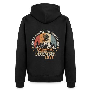 Décembre 1971 Jubilé 1971 Légendes Décembre - Veste à capuche bio Premium Unisexe - noir - Dos - Nico (187cm)