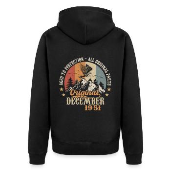 Décembre 1951 Jubilé 1951 Légendes Décembre - Veste à capuche bio Premium Unisexe - noir - Dos - Nico (187cm)