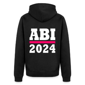 Abi 2024 - Unisex Premium Bio Zip Hoodie - Schwarz - Hinten - Nico (187cm)