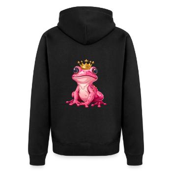 Mignonne princesse grenouille rose rose avec couronne dorée - Veste à capuche bio Premium Unisexe - noir - Dos - Nico (187cm)