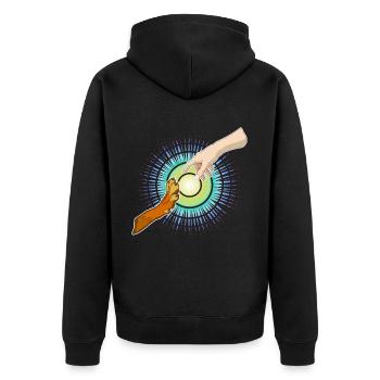 Hundepfote Menschenhand - Unisex Premium Bio Zip Hoodie - Schwarz - Hinten - Nico (187cm)