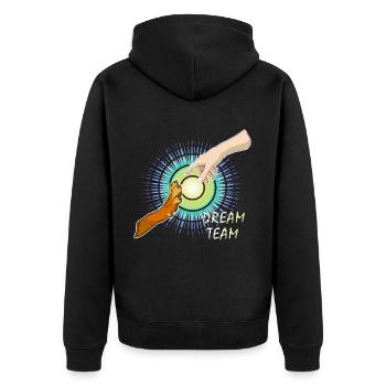 Hundepfote Menschenarm Dream Team - Unisex Premium Bio Zip Hoodie - Schwarz - Hinten - Nico (187cm)