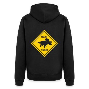 Achtung Torosaurus - Unisex Premium Bio Zip Hoodie - Schwarz - Hinten - Nico (187cm)