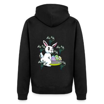 Fleurs de perce-neige de printemps Lapin de Pâques - Veste à capuche bio Premium Unisexe - noir - Dos - Nico (187cm)