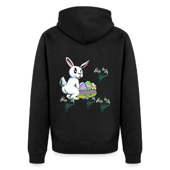Kind Kinder Kleinkind Baby Ostern Eier Hase Blumen - Unisex Premium Bio Zip Hoodie - Schwarz - Hinten - Nico (187cm)
