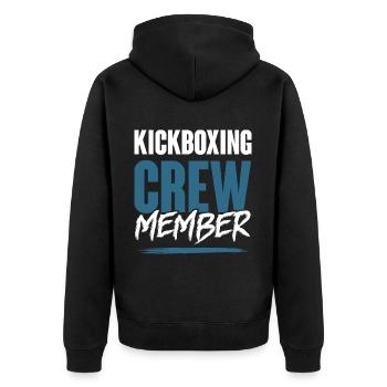 Kickboxing Crew - Unisex Premium Organic Zip Hoodie - black - Back - Nico (187cm)