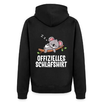 Official Koala Sleep Shirt - Unisex Premium Organic Zip Hoodie - black - Back - Nico (187cm)
