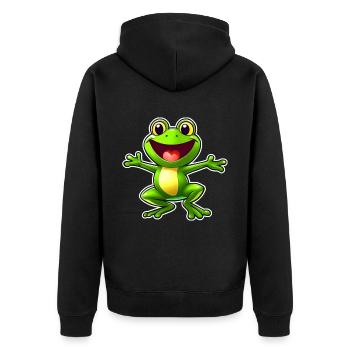 Drôle de grenouille verte dans le style bande dessinée - Veste à capuche bio Premium Unisexe - noir - Dos - Nico (187cm)
