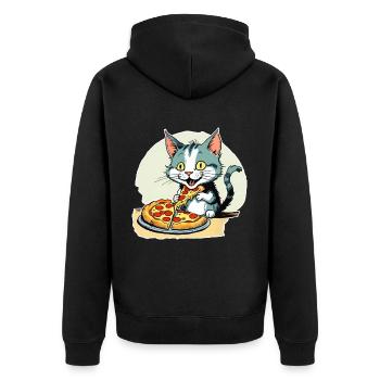 Le chat adore la pizza - Veste à capuche bio Premium Unisexe - noir - Dos - Nico (187cm)