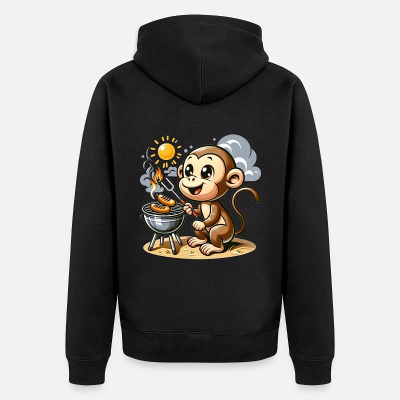 Singe BBQ mignon - Veste à capuche bio Premium Unisexe - noir