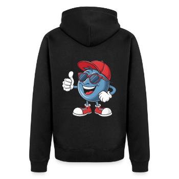 Blaubeere - Unisex Premium Bio Zip Hoodie - Schwarz - Hinten - Nico (187cm)