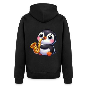 Pingouin, Saxophone, Joueur, Jazz, Musicien - Veste à capuche bio Premium Unisexe - noir - Dos - Nico (187cm)