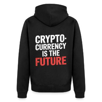 Cryptocurrency Is The Future 7 - Unisex Premium Bio Zip Hoodie - Schwarz - Hinten - Nico (187cm)