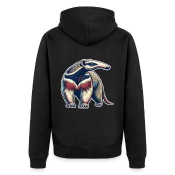 Anteater - Unisex Premium Organic Zip Hoodie - black - Back - Nico (187cm)