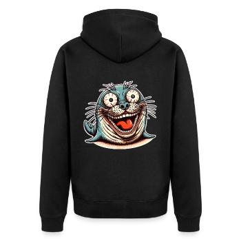 Robbe Seehund - Unisex Premium Bio Zip Hoodie - Schwarz - Hinten - Nico (187cm)