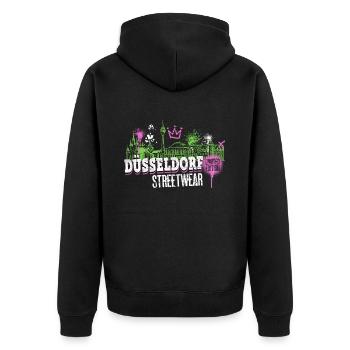 Düsseldorf, Skyline, ville, Allemagne, graffiti - Veste à capuche bio Premium Unisexe - noir - Dos - Nico (187cm)