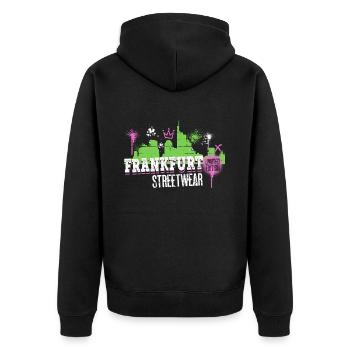 Francfort, Skyline, ville, Allemagne, Graffiti - Veste à capuche bio Premium Unisexe - noir - Dos - Nico (187cm)