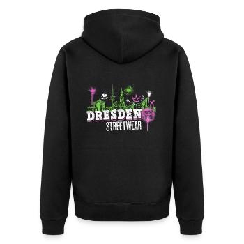 Dresden Skyline City Germany Graffiti - Unisex Premium Organic Zip Hoodie - black - Back - Nico (187cm)