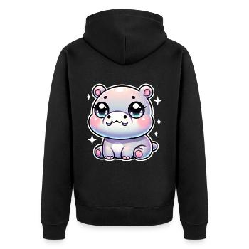 Super Cute Kawaii Baby Hippo - Unisex Premium Bio Zip Hoodie - Schwarz - Hinten - Nico (187cm)
