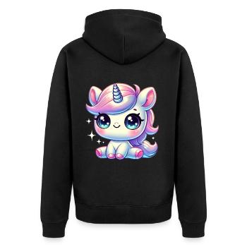 Super Cute Kawaii Baby Unicorn - Unisex Premium Bio Zip Hoodie - Schwarz - Hinten - Nico (187cm)
