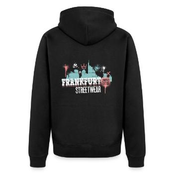 Francfort, Skyline, ville, Allemagne, Graffiti - Veste à capuche bio Premium Unisexe - noir - Dos - Nico (187cm)