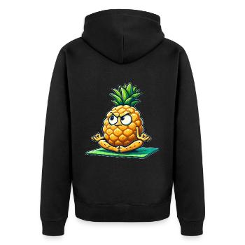 Ananas Fruité Fruits tropicaux Été Yoga Méditation - Veste à capuche bio Premium Unisexe - noir - Dos - Nico (187cm)