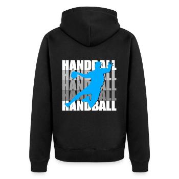 Handball - Unisex Premium Organic Zip Hoodie - black - Back - Nico (187cm)