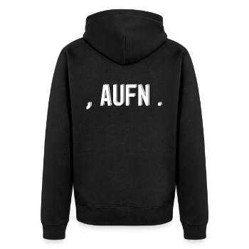 komma aufn punkt Spruch Schrift - Unisex Premium Bio Zip Hoodie - Schwarz - Hinten - Nico (187cm)