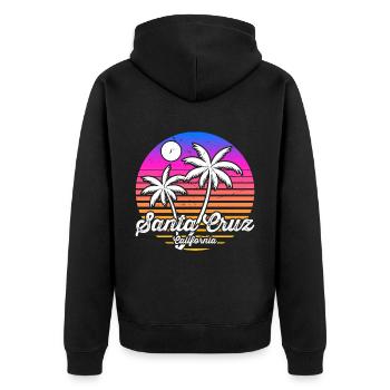 Santa Cruz California vintage retro Surfer Boarder - Unisex Premium Organic Zip Hoodie - black - Back - Nico (187cm)