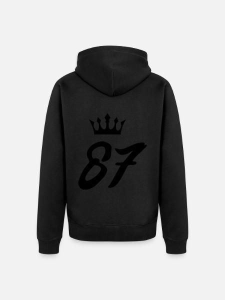 87 Number crown - Unisex Premium Organic Zip Hoodie - black