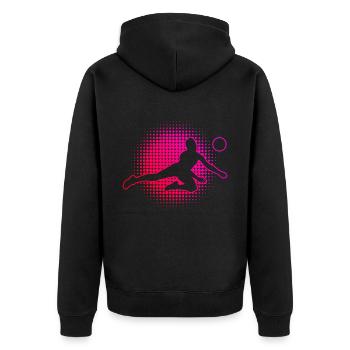 Volleyballspielen Volleyballspieler Volley - Unisex Premium Bio Zip Hoodie - Schwarz - Hinten - Nico (187cm)