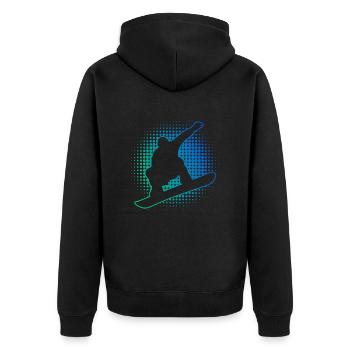 Snowboard Herren Wintersport Snowboarding Damen - Unisex Premium Bio Zip Hoodie - Schwarz - Hinten - Nico (187cm)