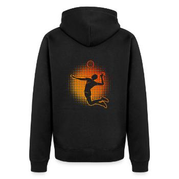 Beach Volley Damen Volleyballspieler Beachvolleyba - Unisex Premium Bio Zip Hoodie - Schwarz - Hinten - Nico (187cm)