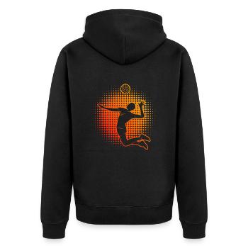 Volley Beachvolleyball Volleyballer Damen - Unisex Premium Bio Zip Hoodie - Schwarz - Hinten - Nico (187cm)