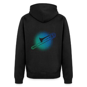 Posaunisten Posaunist Tenorposaune Posaunistin - Unisex Premium Bio Zip Hoodie - Schwarz - Hinten - Nico (187cm)