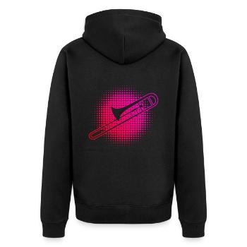 Posaunistin Tenorposaune Blechblasinstrument - Unisex Premium Bio Zip Hoodie - Schwarz - Hinten - Nico (187cm)